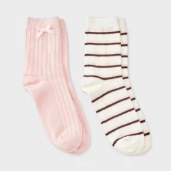 Women's Pointelle With Bow & Striped 2pk Mid Crew Socks - Wild Fable™ 10 Women's Pointelle With Bow & Striped 2pk Mid Crew Socks - Wild Fable™ -Target GUEST 040c8195 3f0c 4c90 9af8 86b19adb4399