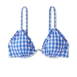 Women's Ruffle Trim Textured Underwire Bikini Top - Wild Fable™ Cobalt Blue Gingham Print -Target GUEST 16a32617 90a3 4af8 907e 24bf39a9c34c