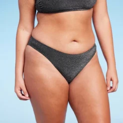 Women's High Leg Cheeky Bikini Bottom - Wild Fable™ Black Lurex -Target GUEST 184d0549 8d1a 4f58 a3f6 ecb12d76129d