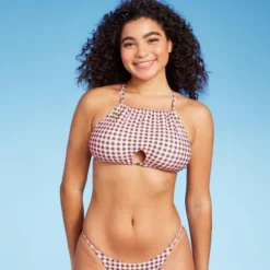 Women's Cut Out High Neck Bikini Top - Wild Fable™ Multi Check Print -Target GUEST 1c6ef936 8fd2 4c30 b9fa 0a3be9026dfd