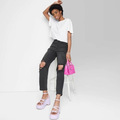 Women's Super-High Rise Curvy Tapered Jeans - Wild Fable™ Black Wash 5 Women's Super-High Rise Curvy Tapered Jeans - Wild Fable™ Black Wash - Image 3