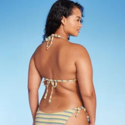 Women's Ribbed Triangle Bikini Top - Wild Fable™ Blue/Green/Pink Striped -Target GUEST 229c9931 cc6b 4356 abff b71548b086e6