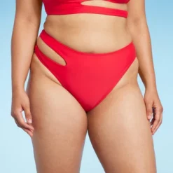 Women's Side Cut Out Mid-Rise High Leg Cheeky Bikini Bottom - Wild Fable™ Red -Target GUEST 2ae1468c c109 4dd1 8e62 b5542fd31abe