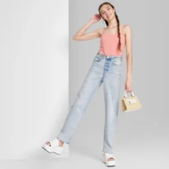 Women's Super-High Rise Distressed Straight Jeans - Wild Fable™ Light Wash -Target GUEST 2f8acc41 cf25 4c1b 8ab8 a964a3634ed3