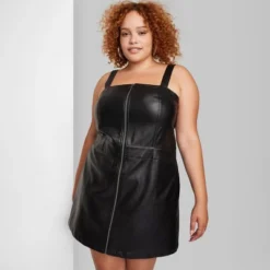 Women's Faux Leather Zip Front Mini Pinafore Dress - Wild Fable™ -Target GUEST 312c92c0 f7ab 4736 884b 2d91f532d4ee