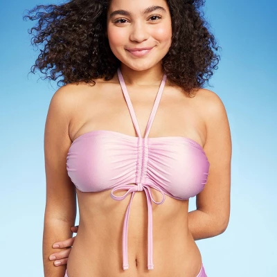 Women's Cinch-Front Halter Bandeau Bikini Top - Wild Fable™ Shiny Pink 10 Women's Cinch-Front Halter Bandeau Bikini Top - Wild Fable™ Shiny Pink - Image 8