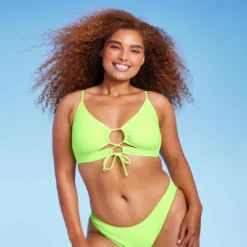 Women's Lace-Up Longline Bikini Top - Wild Fable™ Neon Green -Target GUEST 32581074 392e 407d af6c eaf20308a447