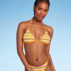 Women's Crochet Triangle Bikini Top - Wild Fable™ Orange Multi Striped -Target GUEST 3ca11389 2332 4d9f ae48 4c077914c6e8