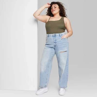 Women's High-Rise 90's Relaxed Slashed Straight Jeans - Wild Fable™ Light Wash 6 Women's High-Rise 90's Relaxed Slashed Straight Jeans - Wild Fable™ Light Wash - Image 4