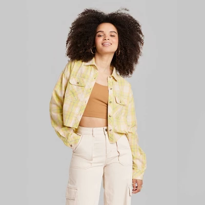 Women's Long Sleeve Cropped Button-Down Shirt - Wild Fable™ 3 Women's Long Sleeve Cropped Button-Down Shirt - Wild Fable™