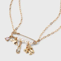 Pearl Pin With Heart And Bow Charm Necklace - Wild Fable™ Gold -Target GUEST 41020807 a34e 4904 8c18 211c09dc1a87