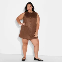 Women's Faux Suede Button-Front Mini A-Line Dress - Wild Fable™ Brown 9 Women's Faux Suede Button-Front Mini A-Line Dress - Wild Fable™ Brown -Target GUEST 47aa9e6b d128 450a a6b7 e5c5452bf569
