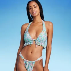 Women's Ruffle Tie-Front Halter Bikini Top - Wild Fable™ Green Floral Print 12 Women's Ruffle Tie-Front Halter Bikini Top - Wild Fable™ Green Floral Print -Target GUEST 4c8a8683 8b3d 45c6 8c02 0c14ce489778