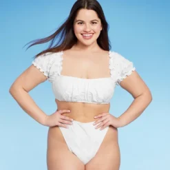 Women's Puff Sleeve Eyelette Bralette Bikini Top - Wild Fable™ White -Target GUEST 5a82ee81 9edd 4778 961b 1f979c65b705
