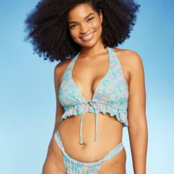 Women's Ruffle Tie-Front Halter Bikini Top - Wild Fable™ Green Floral Print 10 Women's Ruffle Tie-Front Halter Bikini Top - Wild Fable™ Green Floral Print -Target GUEST 659aaea4 52e0 44c9 8073 8bfd4c6d9e7f