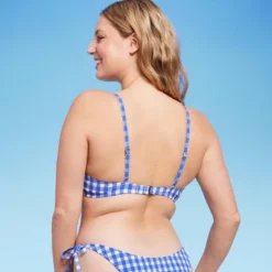 Women's Ruffle Trim Textured Underwire Bikini Top - Wild Fable™ Cobalt Blue Gingham Print -Target GUEST 6b014206 7d5a 41d3 aaa7 2d5c283084ba