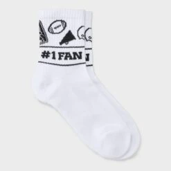 Women's Game Day "#1 Fan" Ribbed Cushioned Mid Crew Socks - Wild Fable™ White/Black 4-10 7 Women's Game Day "#1 Fan" Ribbed Cushioned Mid Crew Socks - Wild Fable™ White/Black 4-10 -Target GUEST 72570b57 0492 4ced b6a5 0d57d208c5fc