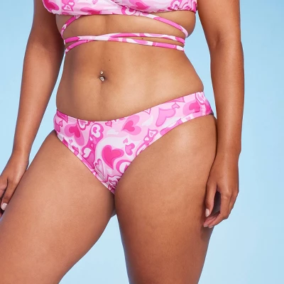 Women's Cheeky Bikini Bottom - Wild Fable™ Pink Heart Print 9 Women's Cheeky Bikini Bottom - Wild Fable™ Pink Heart Print - Image 7