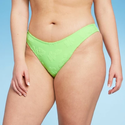 Women's Terry Textured High Leg Cheeky Bikini Bottom - Wild Fable™ Green 9 Women's Terry Textured High Leg Cheeky Bikini Bottom - Wild Fable™ Green - Image 7