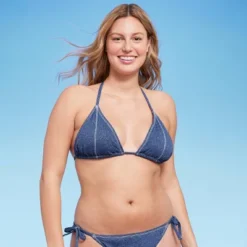 Women's Denim Textured Triangle Bikini Top - Wild Fable™ Denim Blue 11 Women's Denim Textured Triangle Bikini Top - Wild Fable™ Denim Blue -Target GUEST 858bb699 085e 4c64 af28 9cfc20098588