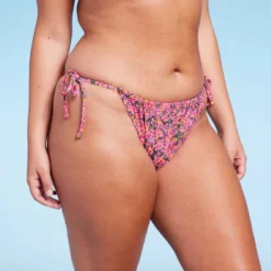 Women's Side-Tie Cheeky Bikini Bottom - Wild Fable™ Pink Floral Print -Target GUEST 87a6228f 81cb 4fed bfe6 fb1909ec3476
