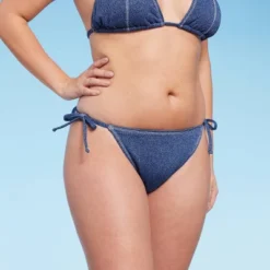 Women's Denim Textured Scoop Front High Leg Cheeky Bikini Bottom - Wild Fable™ Denim Blue -Target GUEST 8821e15e 08c7 45d0 a6df 35e01531dcfb