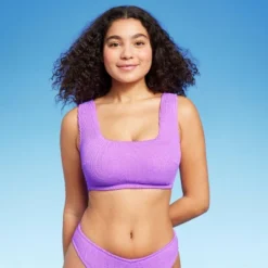 Women's Pucker Square Neck Wide Strap Bralette Bikini Top - Wild Fable™ -Target GUEST 89891193 a216 43a3 93ad fa415eea7250