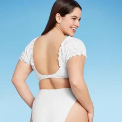 Women's Puff Sleeve Eyelette Bralette Bikini Top - Wild Fable™ White -Target GUEST 8faf993b 81a4 4fe9 8a8f 31b7fa962180