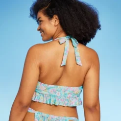 Women's Ruffle Tie-Front Halter Bikini Top - Wild Fable™ Green Floral Print 11 Women's Ruffle Tie-Front Halter Bikini Top - Wild Fable™ Green Floral Print -Target GUEST 94e7e40f fc63 4e5c a885 b2533b3154f8