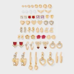 Floral And Heart Earring Set 30pc- Wild Fable™ Red/Gold/Pink -Target GUEST 9a942c53 c879 44fb aff1 282c6370775f