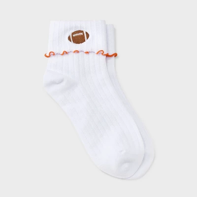 Women's Game Day Embroidered Football Pointelle Bobby Socks With Lettuce Edge Cuff - Wild Fable™ 13 Women's Game Day Embroidered Football Pointelle Bobby Socks With Lettuce Edge Cuff - Wild Fable™ - Image 11