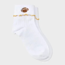 Women's Game Day Embroidered Football Pointelle Bobby Socks With Lettuce Edge Cuff - Wild Fable™ 33 Women's Game Day Embroidered Football Pointelle Bobby Socks With Lettuce Edge Cuff - Wild Fable™ -Target GUEST 9d4c11f8 c2ae 4687 b84b 3932af912ca7