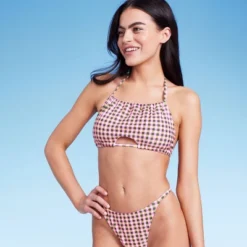 Women's Cut Out High Neck Bikini Top - Wild Fable™ Multi Check Print -Target GUEST a69dca72 250c 458a b6cd 222df6076fc8