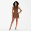 Women's Faux Suede Button-Front Mini A-Line Dress - Wild Fable™ Brown -Target GUEST ac0e6213 ecb4 4495 a527 5f6aa3b4417d