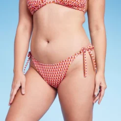 Women's Ribbed Side-Tie Scoop Front High Leg Extra Cheeky Bikini Bottom - Wild Fable™ Geo Print -Target GUEST ad70b134 b71b 481b a021 9ed5028a2a3d