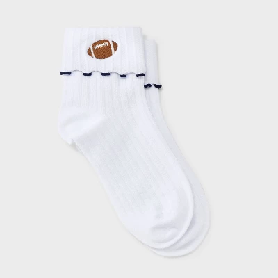 Women's Game Day Embroidered Football Pointelle Bobby Socks With Lettuce Edge Cuff - Wild Fable™ 12 Women's Game Day Embroidered Football Pointelle Bobby Socks With Lettuce Edge Cuff - Wild Fable™ - Image 10