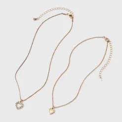 Texture Heart Charm Multi-Strand Necklace - Wild Fable⢠Gold