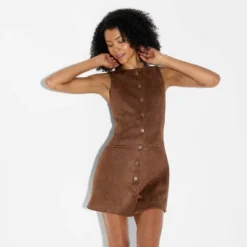 Women's Faux Suede Button-Front Mini A-Line Dress - Wild Fable™ Brown 8 Women's Faux Suede Button-Front Mini A-Line Dress - Wild Fable™ Brown -Target GUEST b5a0d66b 804f 48ae 80ee 2e6f2f534388
