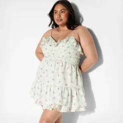 Women's Ruched Ruffle Mini A-Line Dress - Wild Fable™ White Floral -Target GUEST befc18f7 a588 4552 8e83 998afa0dfff2