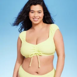Women's Tie-Front Cap Sleeve Bralette Bikini Top - Wild Fable™ Light Yellow -Target GUEST c0e6b8ef 57d1 4a0a 87f8 b790c3640e8b