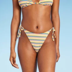 Women's Ribbed Extra Cheeky Extra High Leg Bikini Bottom - Wild Fable™ Blue/Green/Pink Striped -Target GUEST cde0c2b7 d88e 4092 b71e 019d31e70245