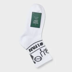 Women's Game Day "#1 Fan" Ribbed Cushioned Mid Crew Socks - Wild Fable™ White/Black 4-10