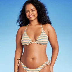 Women's Ribbed Triangle Bikini Top - Wild Fable™ Blue/Green/Pink Striped -Target GUEST d537f868 6c89 47ce a1f8 0831339f1984