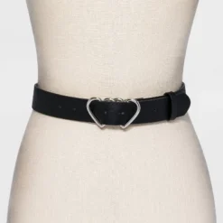 Women's Fable Double Heart Metal Buckle Belt - Wild Fable™ Black