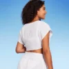 Women's Tie-Front Cover Up Short Sleeve Crop Top - Wild Fable™ White 1 Women's Tie-Front Cover Up Short Sleeve Crop Top - Wild Fable™ White -Target GUEST dddcb6fc d02b 46c3 92ea ecbeffe171bc