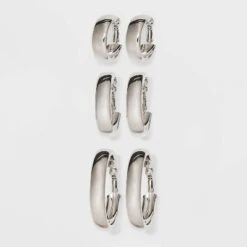 Wide Hoop Earring Set 3pc - Wild Fable™ Silver: Clip-In Clasp, Nickel-Free Metal, 2" Diameter 5 Wide Hoop Earring Set 3pc - Wild Fable™ Silver: Clip-In Clasp, Nickel-Free Metal, 2" Diameter -Target GUEST de4e01dc 868a 4e44 9892 35b6740f7190