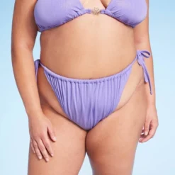 Women's Side-Tie Extra Cheeky High Leg Lurex Plisse Textured Bikini Bottom - Wild Fable™ Purple -Target GUEST e2d3c877 652a 4d70 b2aa bc9b9795ed84