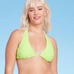 Women's Daisy Textured Ring Front Triangle Bikini Top - Wild Fable™ Green -Target GUEST e68eeeee da45 4c0f 8e2b b3f93f70eb10
