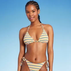 Women's Ribbed Triangle Bikini Top - Wild Fable™ Blue/Green/Pink Striped -Target GUEST ec3ffaf7 c9f8 4ee3 b5aa f4ba5960abfd