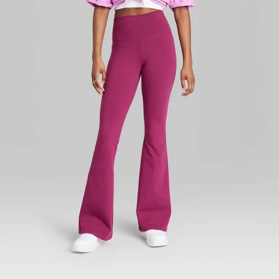 Women's High-Waisted Slim Fit Flare Leggings - Wild Fable™ Burgundy 3 Women's High-Waisted Slim Fit Flare Leggings - Wild Fable™ Burgundy